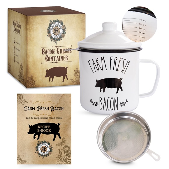 Bacon Grease Saver, container for Farmhouse Kitchen - Picture 3 of 8